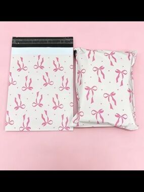 Decorative Pink Bow Poly Mailers - Pack of Printed Shipping Bags (7)